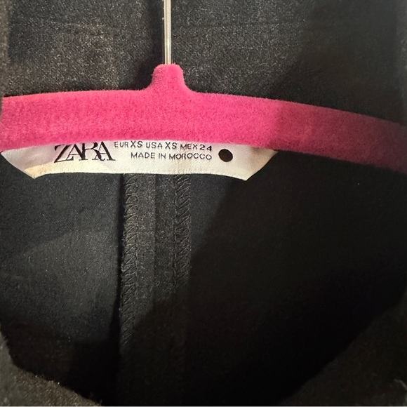 Zara Dark Grey Cropped Button Up Top Balloon Long Sleeve Collared XS Chic Modern - Picture 3 of 9